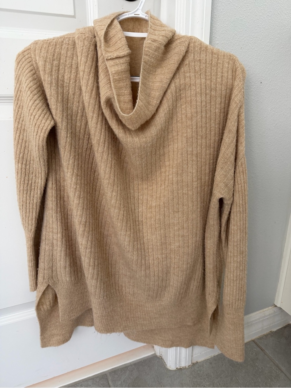 Daniel Cremieux Ribbed Cowl Neck Sweater in Camel